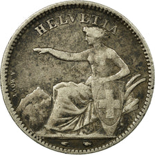 Moneda, Suiza, Franc, 1851, Paris, BC+, Plata, KM:9