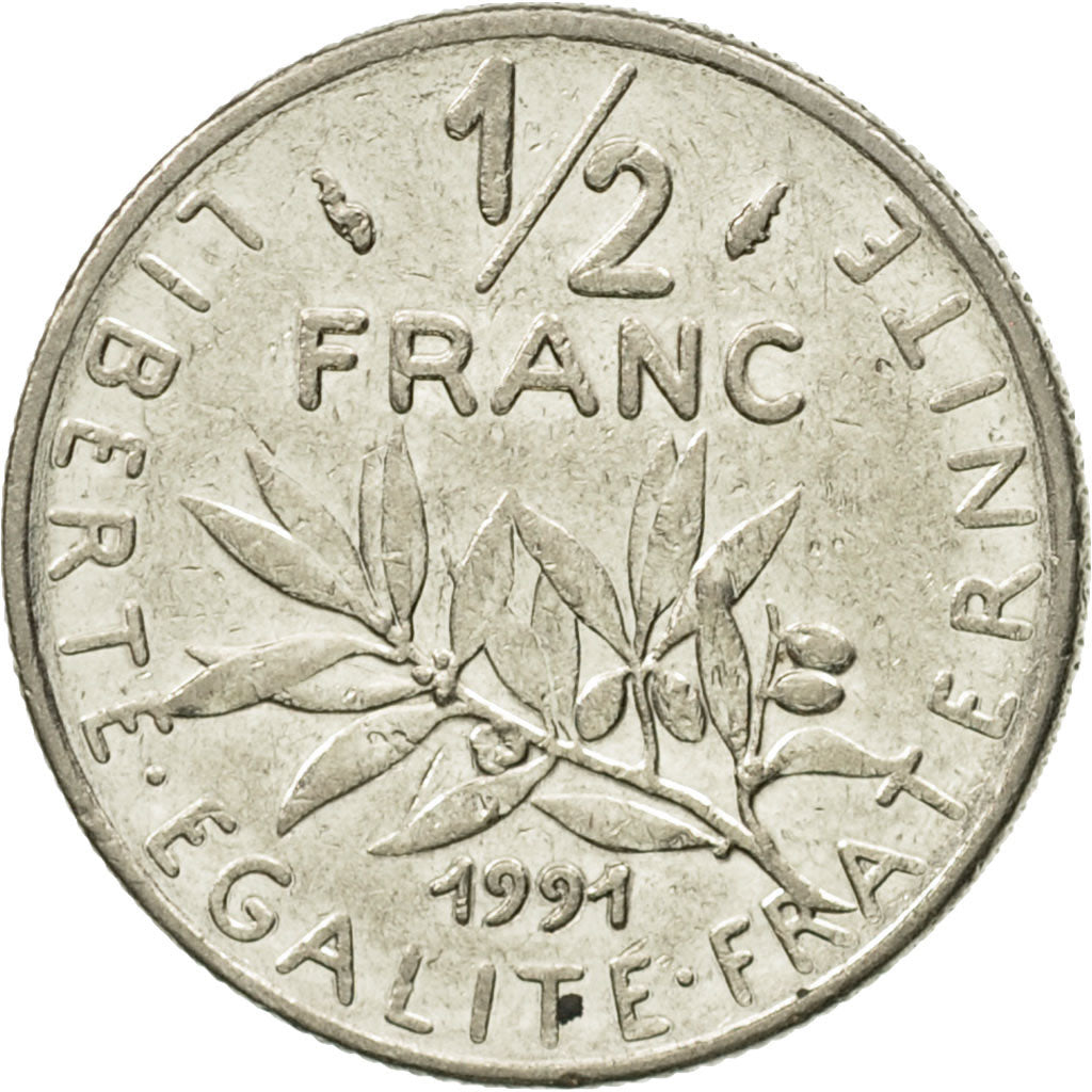 Monnaie, France, Semeuse, 1/2 Franc, 1991, SUP, Nickel, Gadoury:429, KM:931.2