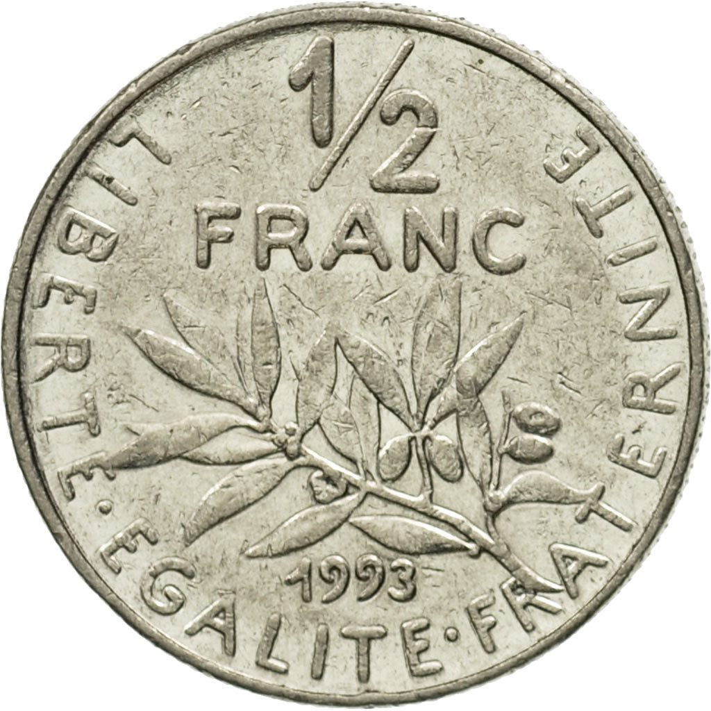 Coin, France, Semeuse, 1/2 Franc, 1993, AU(55-58), Nickel, KM:931.2, Gadoury:429