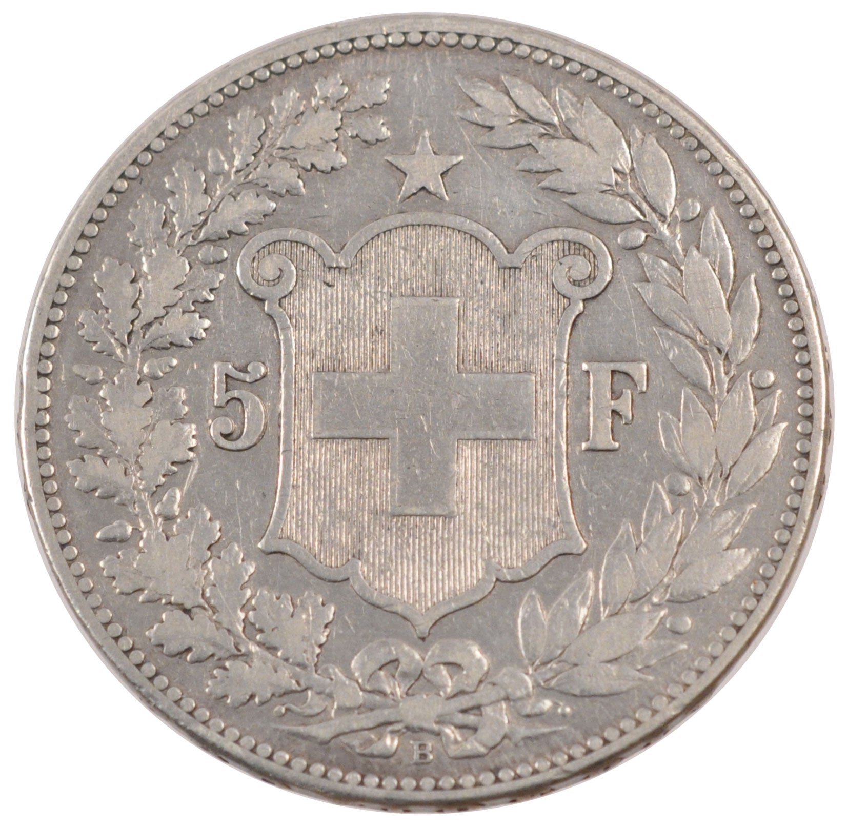 SWITZERLAND, 5 Francs, 1890, Bern, KM #34, VF(30-35), Silver, 37, 24.73