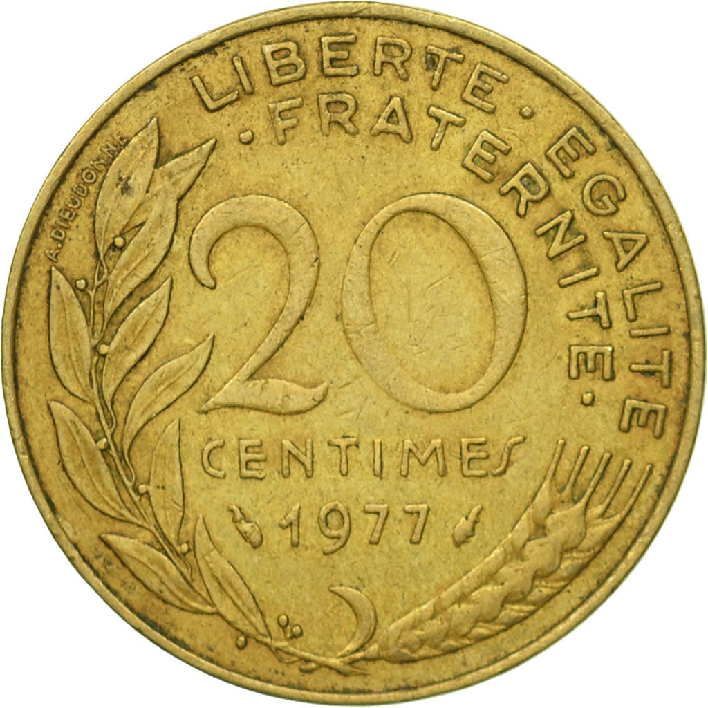 Coin, France, Marianne, 20 Centimes, 1977, Paris, VF(20-25), Aluminum-Bronze