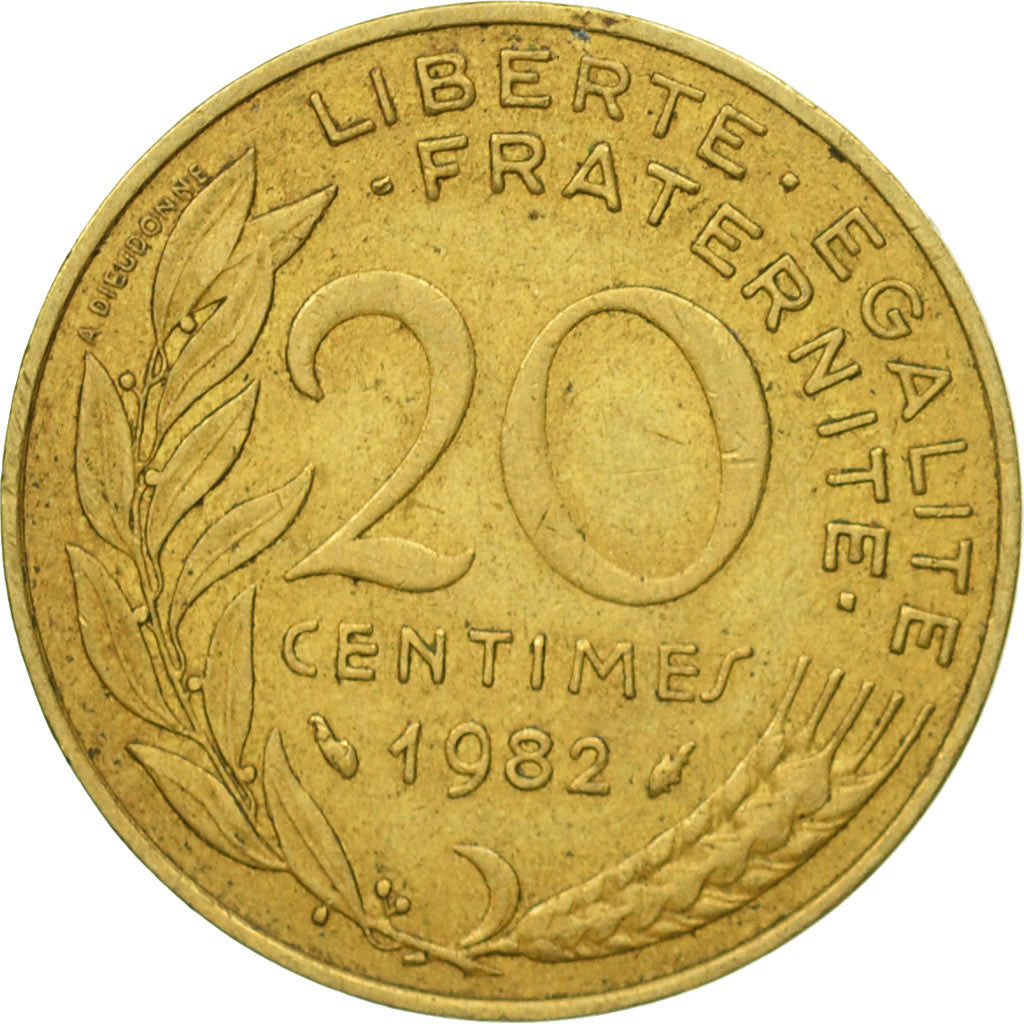 Coin, France, Marianne, 20 Centimes, 1982, Paris, VF(20-25), Aluminum-Bronze