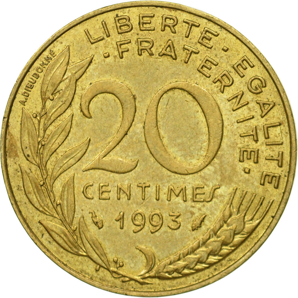 Coin, France, Marianne, 20 Centimes, 1993, Paris, VF(30-35), Aluminum-Bronze