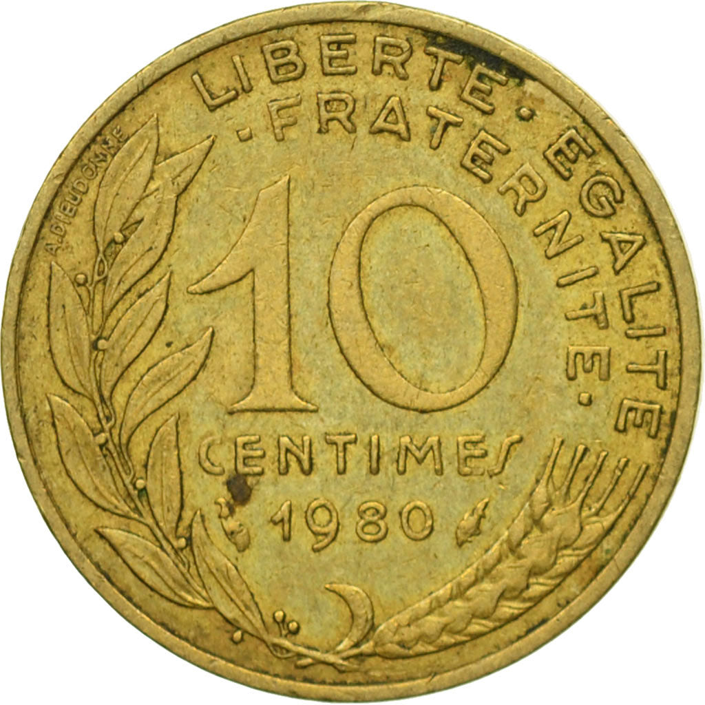Munten, Frankrijk, Marianne, 10 Centimes, 1980, Paris, FR, Aluminum-Bronze