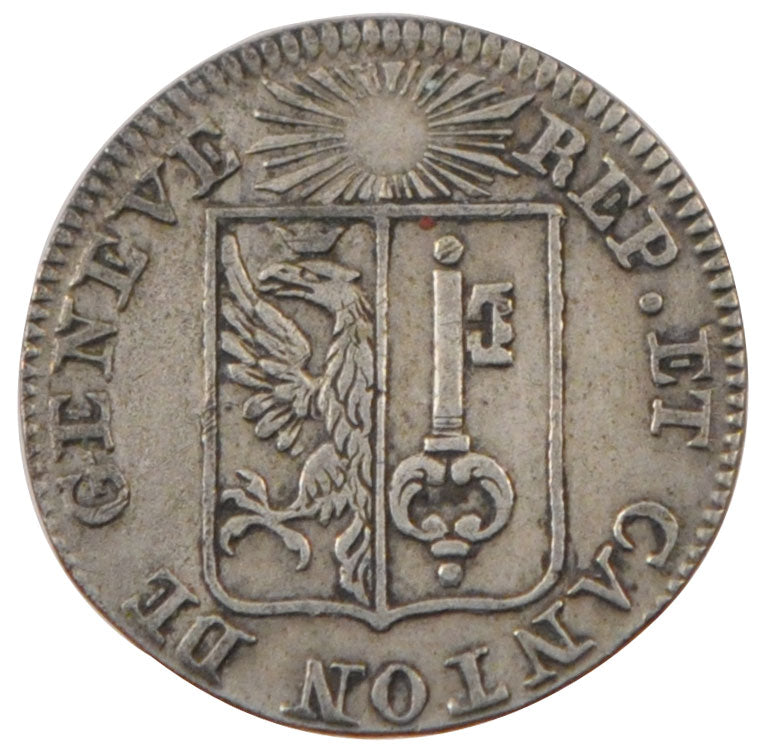 SWISS CANTONS, Sol, 1833, Genève, KM #120a, AU(50-53), Silver, 0.95