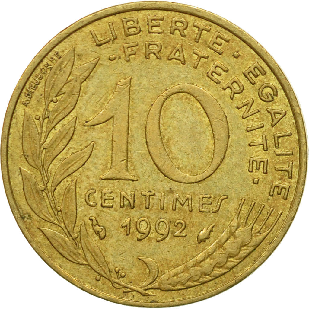 Munten, Frankrijk, Marianne, 10 Centimes, 1992, Paris, FR, Aluminum-Bronze