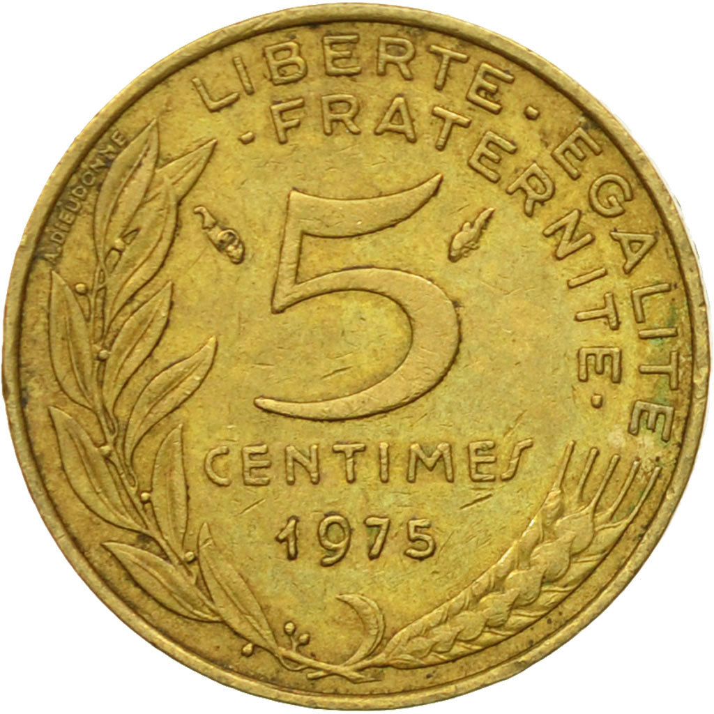 Coin, France, Marianne, 5 Centimes, 1975, Paris, VF(20-25), Aluminum-Bronze