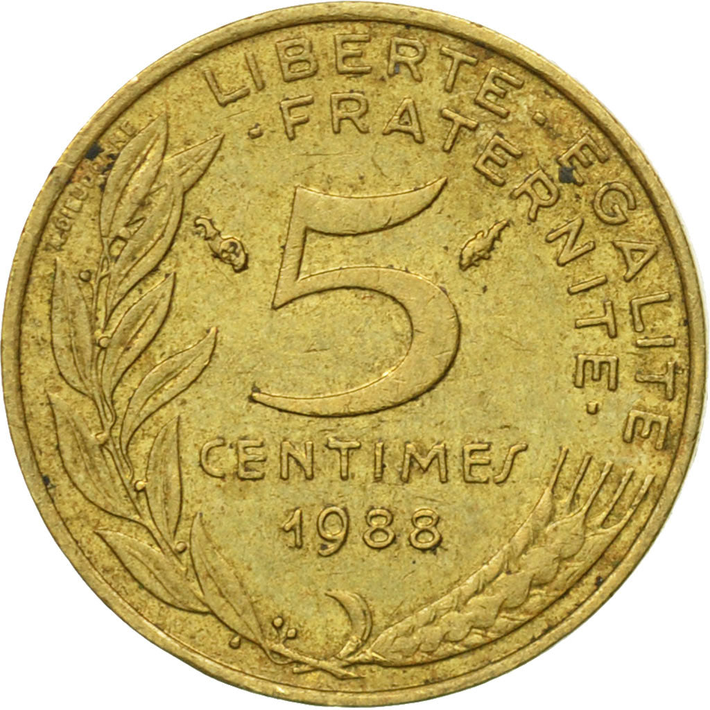 Coin, France, Marianne, 5 Centimes, 1988, Paris, EF(40-45), Aluminum-Bronze