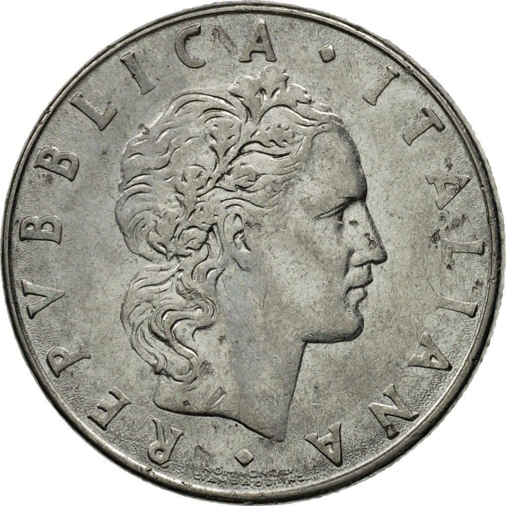 Münze, Italien, 50 Lire, 1977, Rome, S, Stainless Steel, KM:95.1