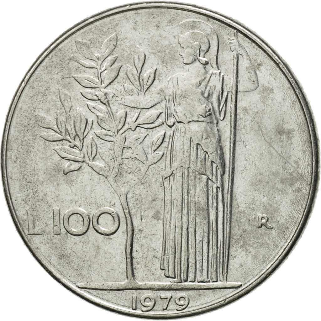 Coin, Italy, 100 Lire, 1979, Rome, EF(40-45), Stainless Steel, KM:96.1