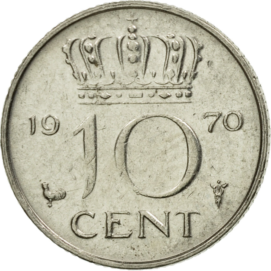 Münze, Niederlande, Juliana, 10 Cents, 1970, VZ, Nickel, KM:182
