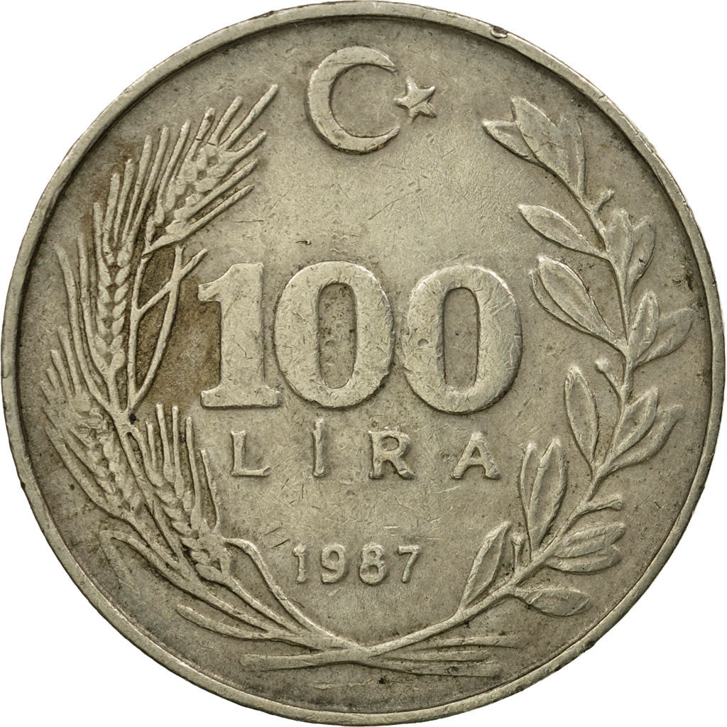 Coin, Turkey, 100 Lira, 1987, VF(30-35), Copper-Nickel-Zinc, KM:967