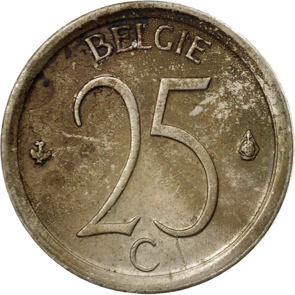 Moneta, Belgia, 25 Centimes, 1968, Brussels, EF(40-45), Miedź-Nikiel, KM:154.1