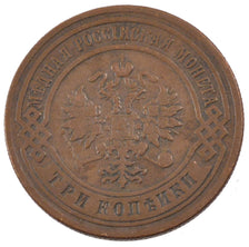 RUSSIA, 3 Kopeks, 1899, Saint-Pétersbourg, KM #11.2, EF(40-45), Copper, 28, 9.78