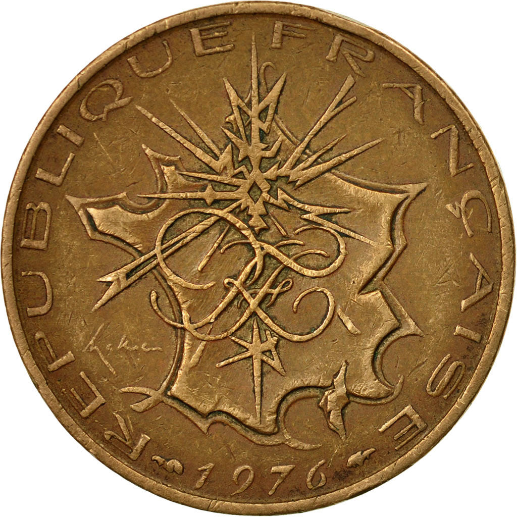 Moneta, Francja, Mathieu, 10 Francs, 1976, Paris, AU(50-53), Mosiądz niklowy