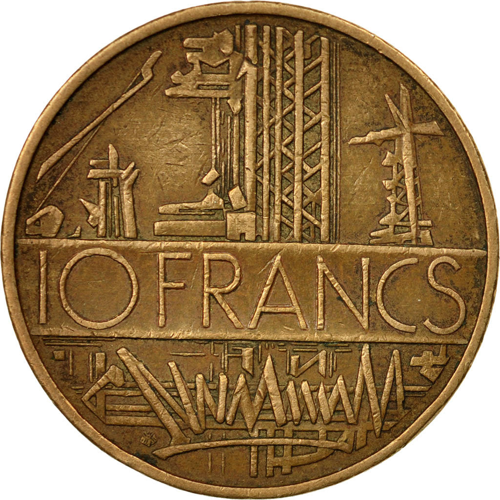 Moneta, Francja, Mathieu, 10 Francs, 1976, Paris, AU(50-53), Mosiądz niklowy