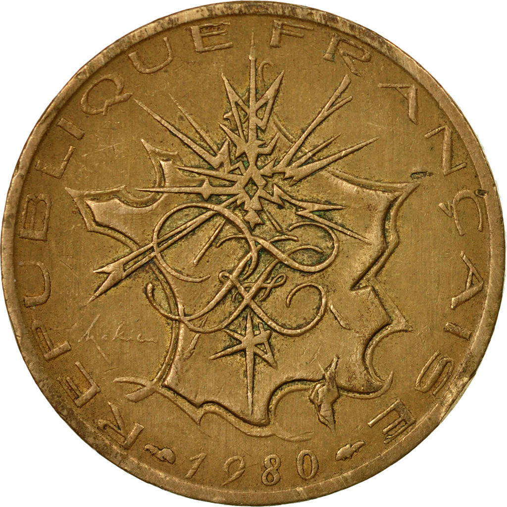 Moneta, Francja, Mathieu, 10 Francs, 1980, Paris, VF(20-25), Mosiądz niklowy
