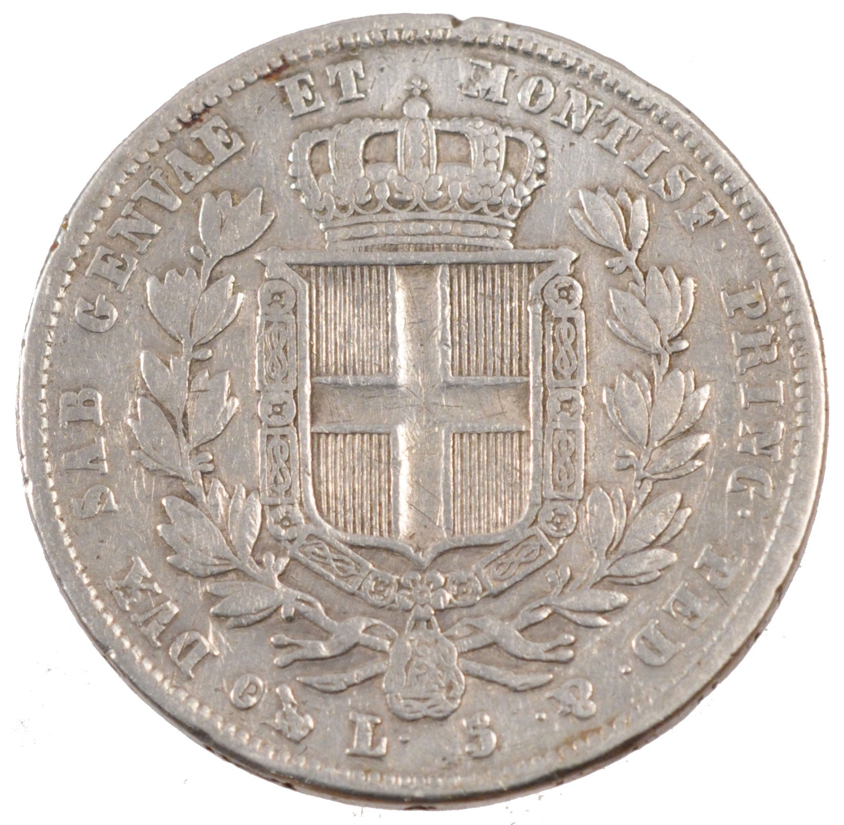 STATI ITALIANI, SARDINIA, Carlo Alberto, 5 Lire, 1833, MB, Argento, KM:130.2