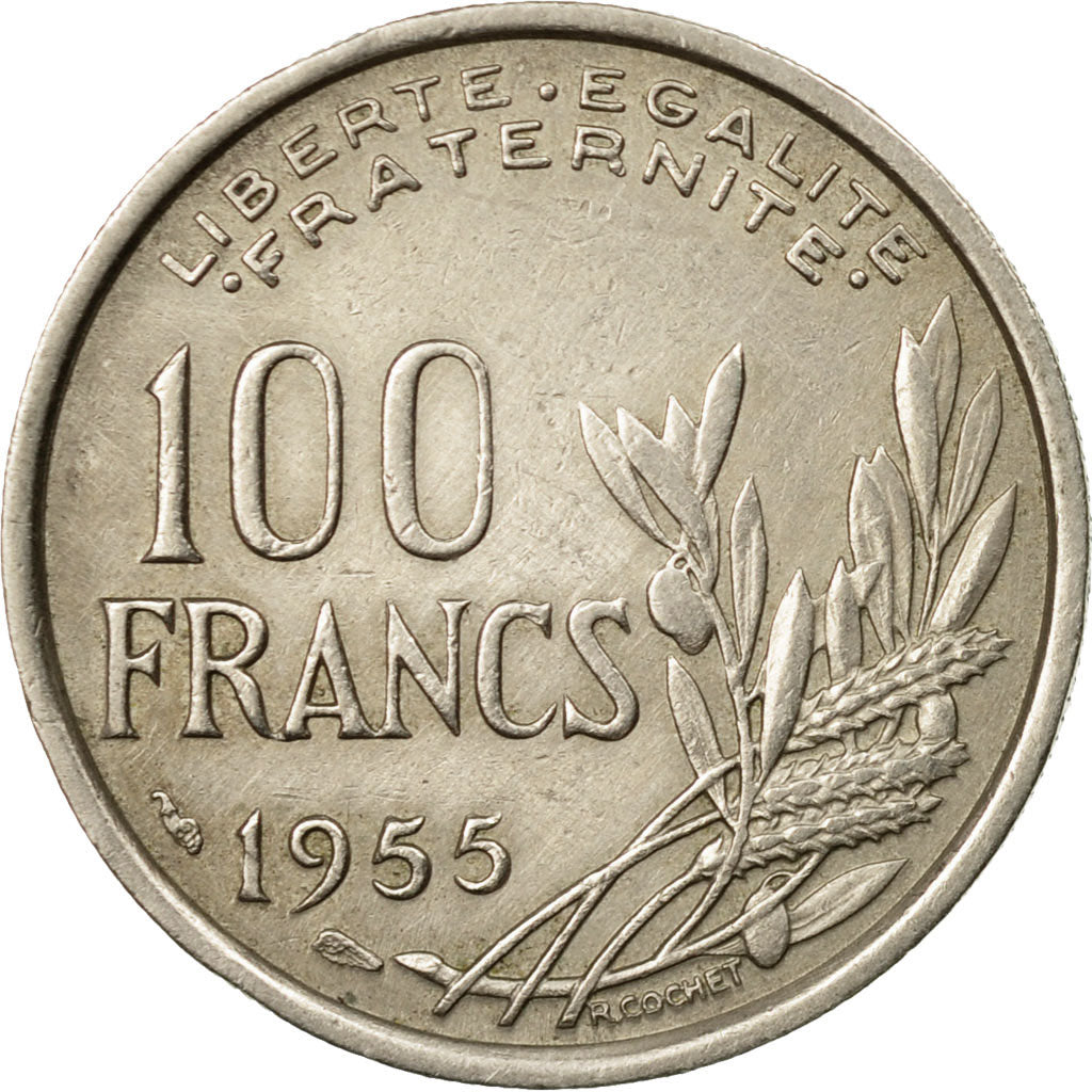 Moneda, Francia, Cochet, 100 Francs, 1955, MBC+, Cobre - níquel, KM:919.1