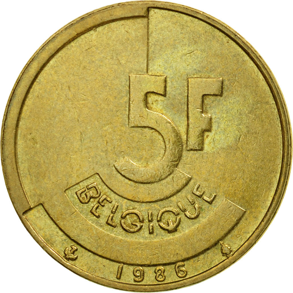Munten, België, 5 Francs, 5 Frank, 1986, Brussels, ZF, Brass Or