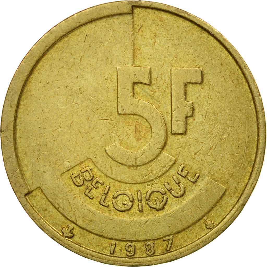 Münze, Belgien, 5 Francs, 5 Frank, 1987, Brussels, SS, Brass Or