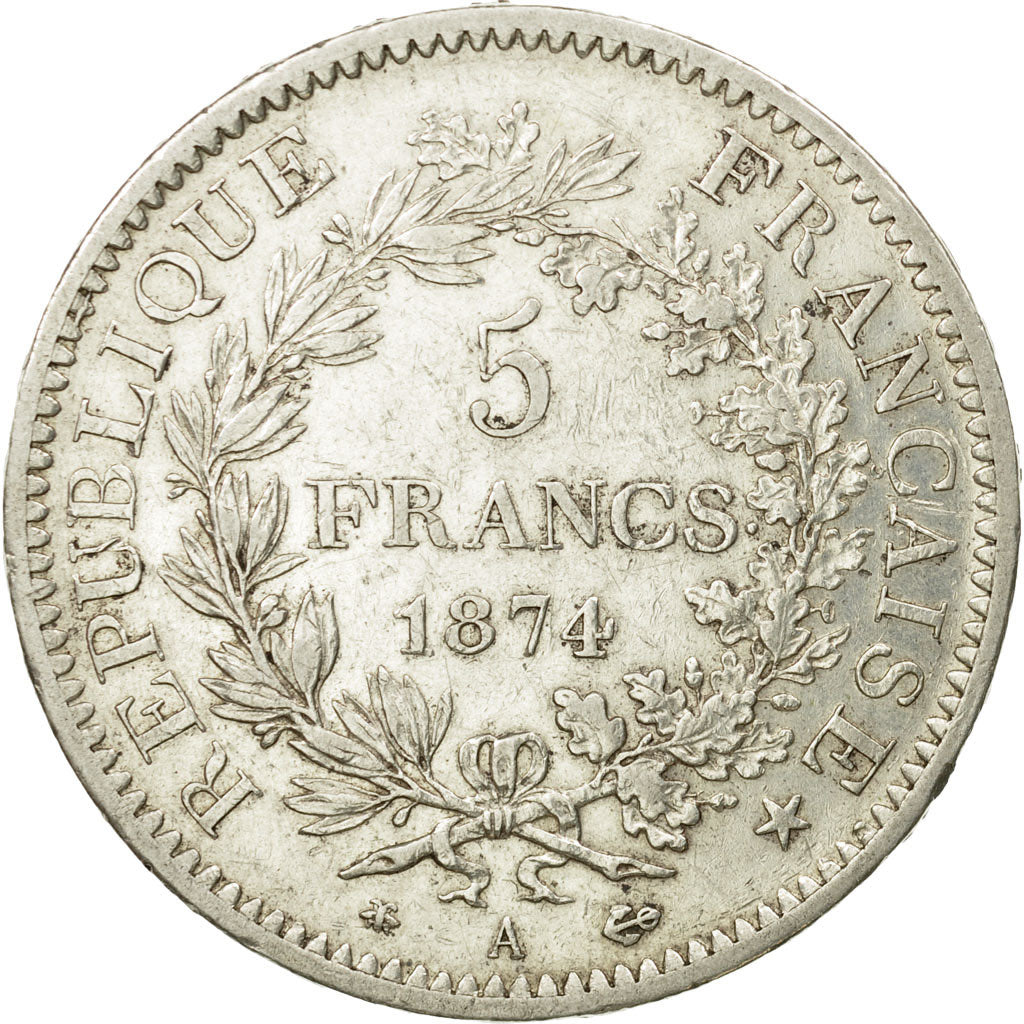 Coin, France, Hercule, 5 Francs, 1874, Paris, EF(40-45), Silver, KM:820.1