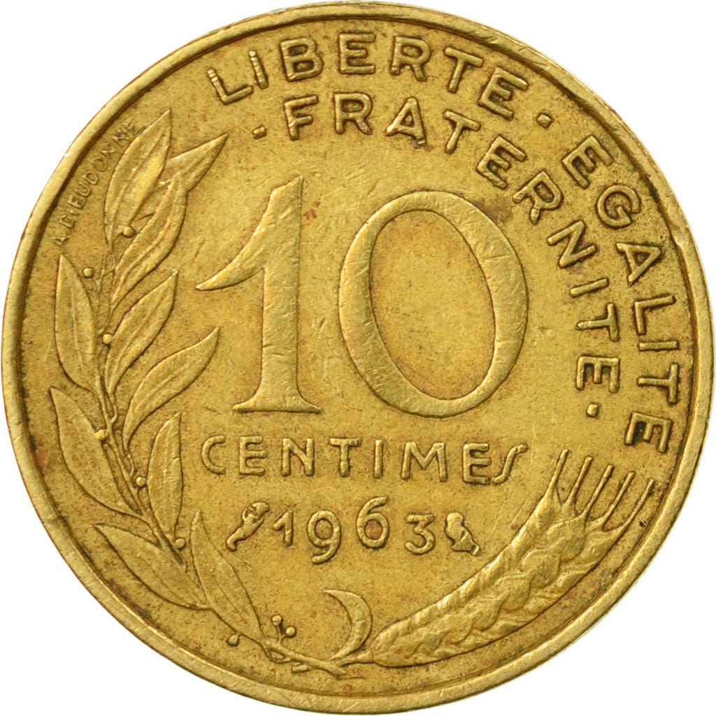 Munten, Frankrijk, Marianne, 10 Centimes, 1963, Paris, ZF+, Aluminum-Bronze