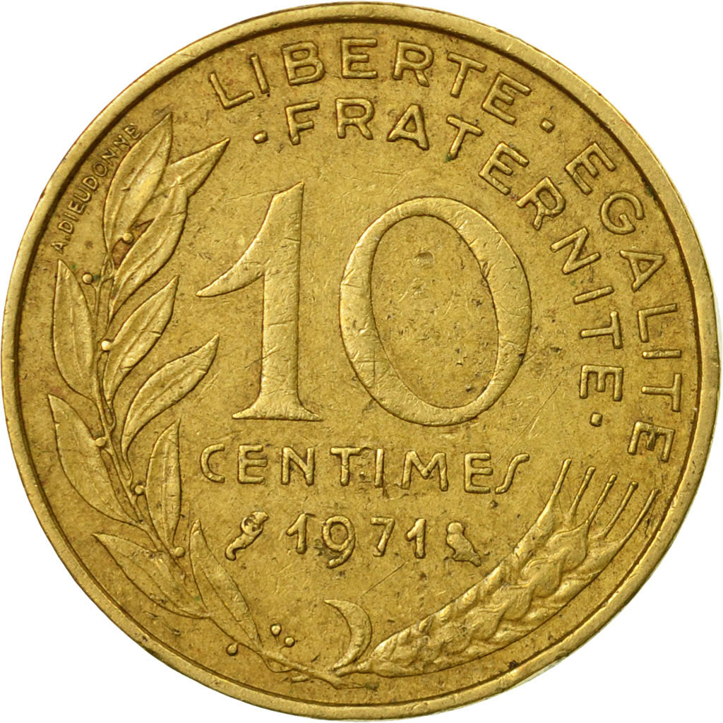 Coin, France, Marianne, 10 Centimes, 1971, Paris, EF(40-45), Aluminum-Bronze