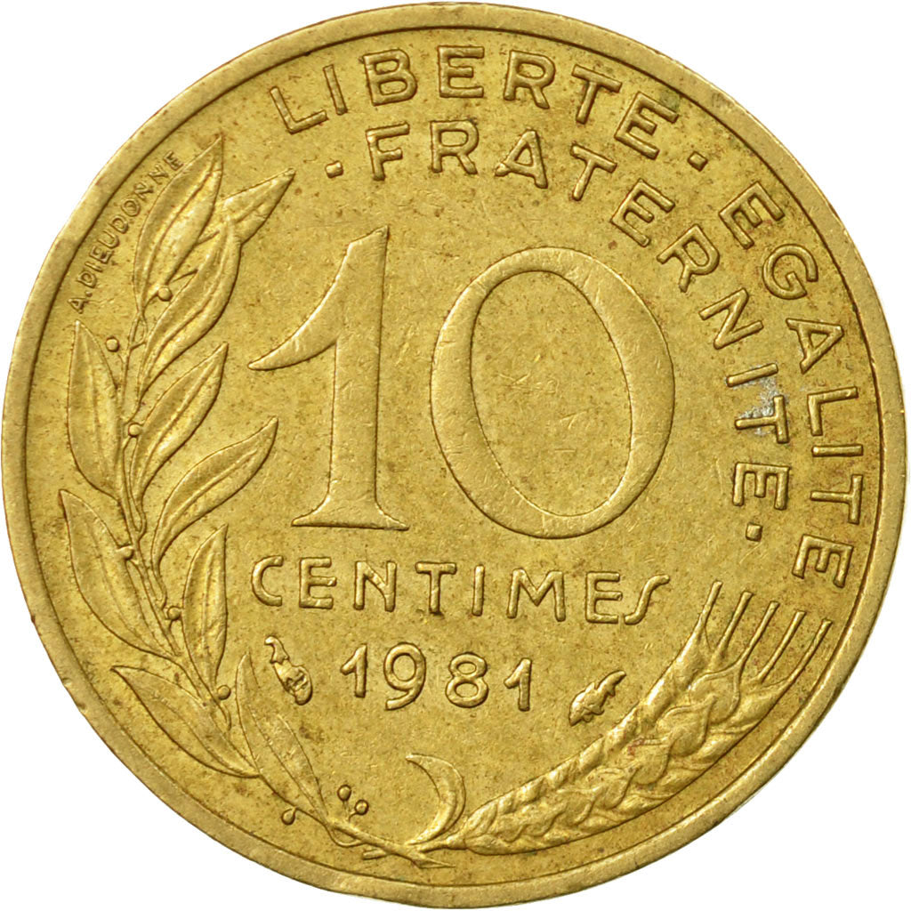Munten, Frankrijk, Marianne, 10 Centimes, 1981, Paris, ZF, Aluminum-Bronze