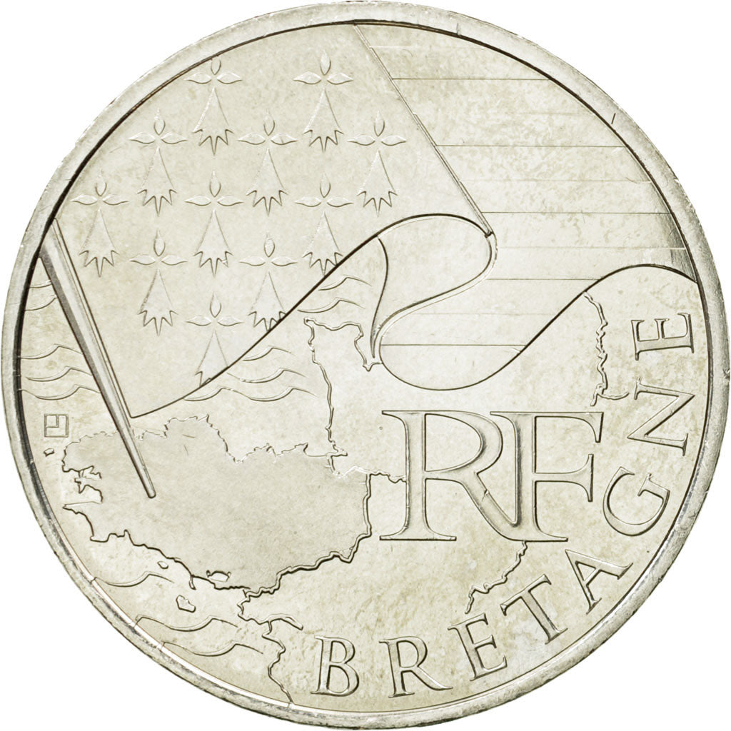 France, 10 Euro, Bretagne, 2010, MS(63), Silver, KM:1648