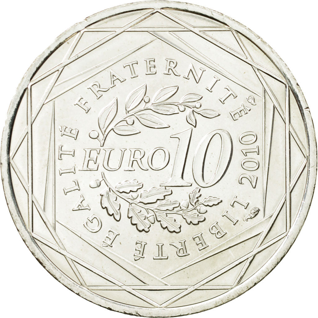 France, 10 Euro, Haute Normandie, 2010, MS(63), Silver, KM:1656