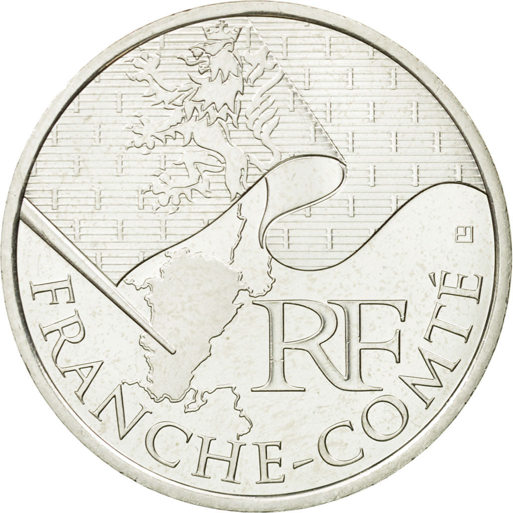 France, 10 Euro, Franche-Comté, 2010, MS(63), Silver, KM:1653