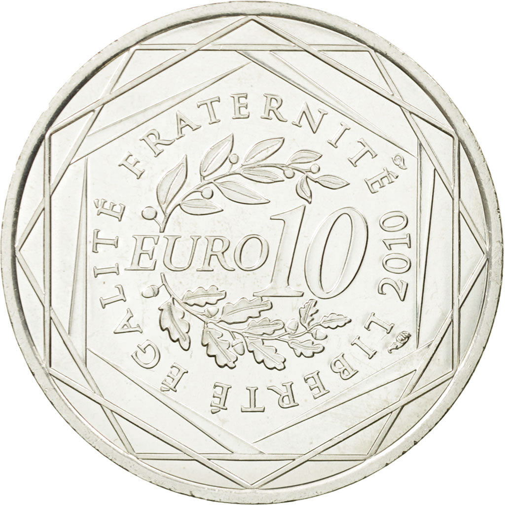 France, 10 Euro, Franche-Comté, 2010, MS(63), Silver, KM:1653