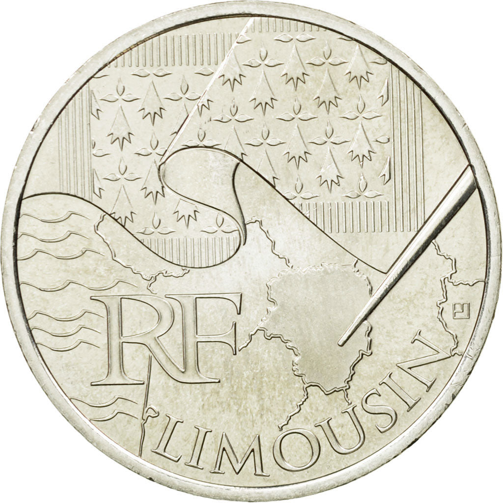 France, 10 Euro, Limousin, 2010, MS(63), Silver, KM:1660