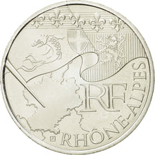France, 10 Euro, Rhône Alpes, 2010, MS(63), Silver, KM:1670