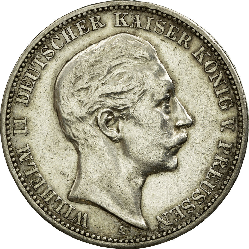 Coin, German States, PRUSSIA, Wilhelm II, 3 Mark, 1909, Berlin, EF(40-45)