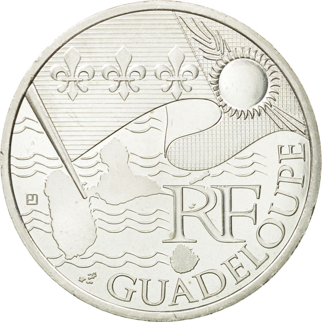 France, 10 Euro, Guadeloupe, 2010, MS(63), Silver, KM:1655