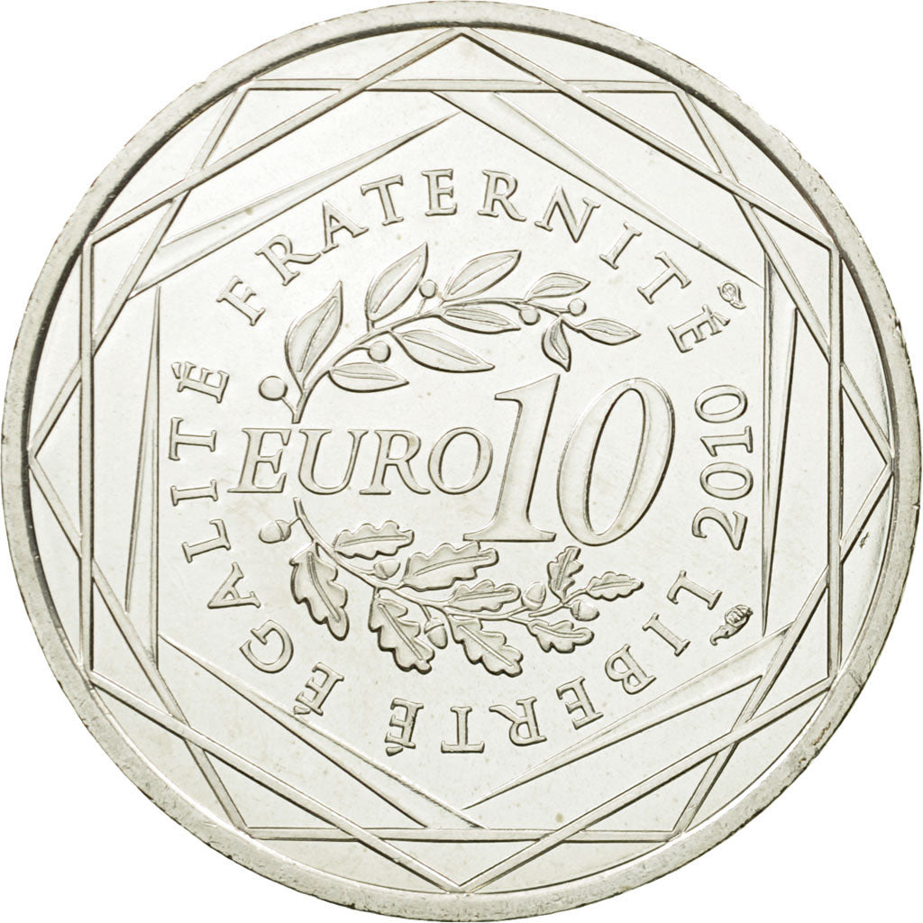 France, 10 Euro, Guadeloupe, 2010, MS(63), Silver, KM:1655