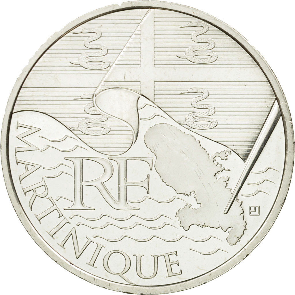 France, 10 Euro, Martinique, 2010, MS(63), Silver, KM:1662