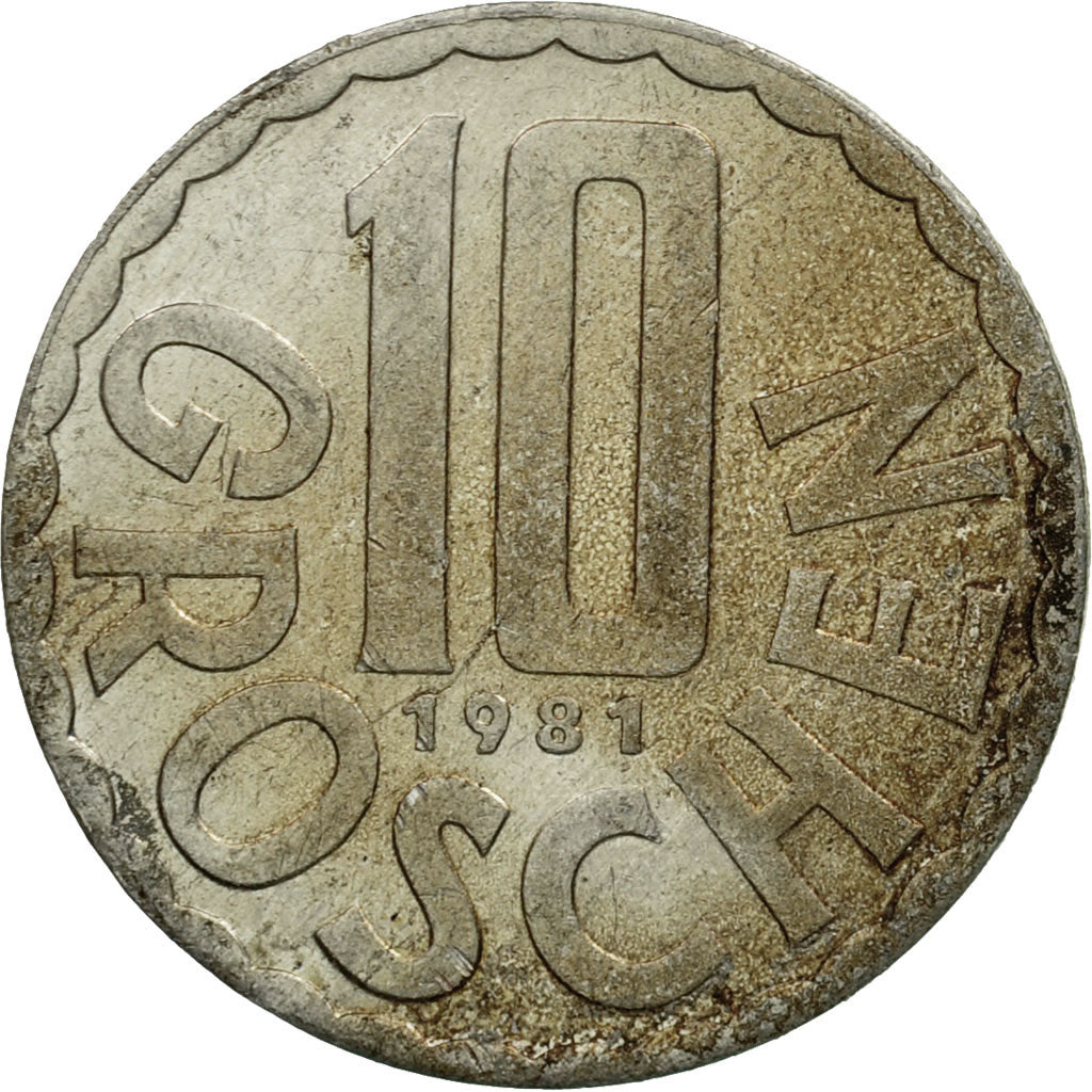Coin, Austria, 10 Groschen, 1981, Vienna, VF(30-35), Aluminum, KM:2878