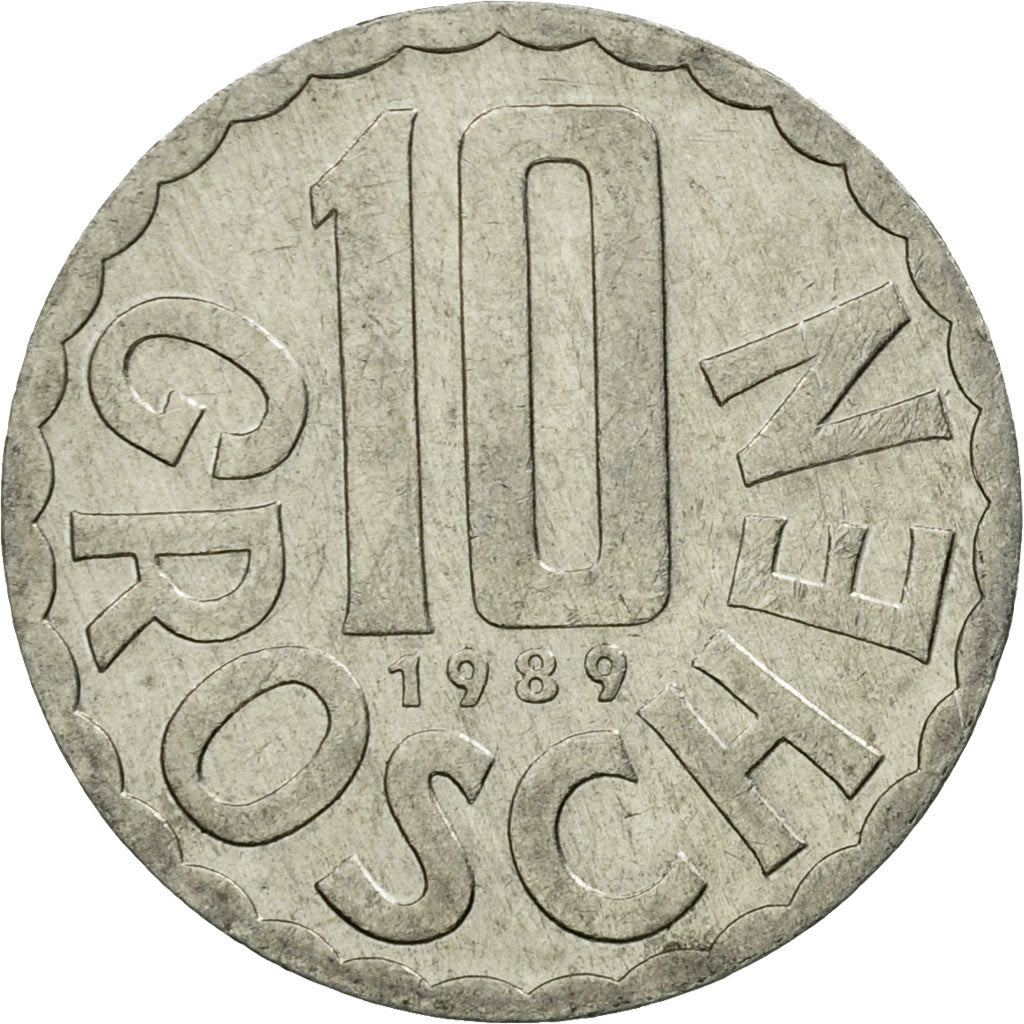Münze, Österreich, 10 Groschen, 1989, Vienna, SS, Aluminium, KM:2878
