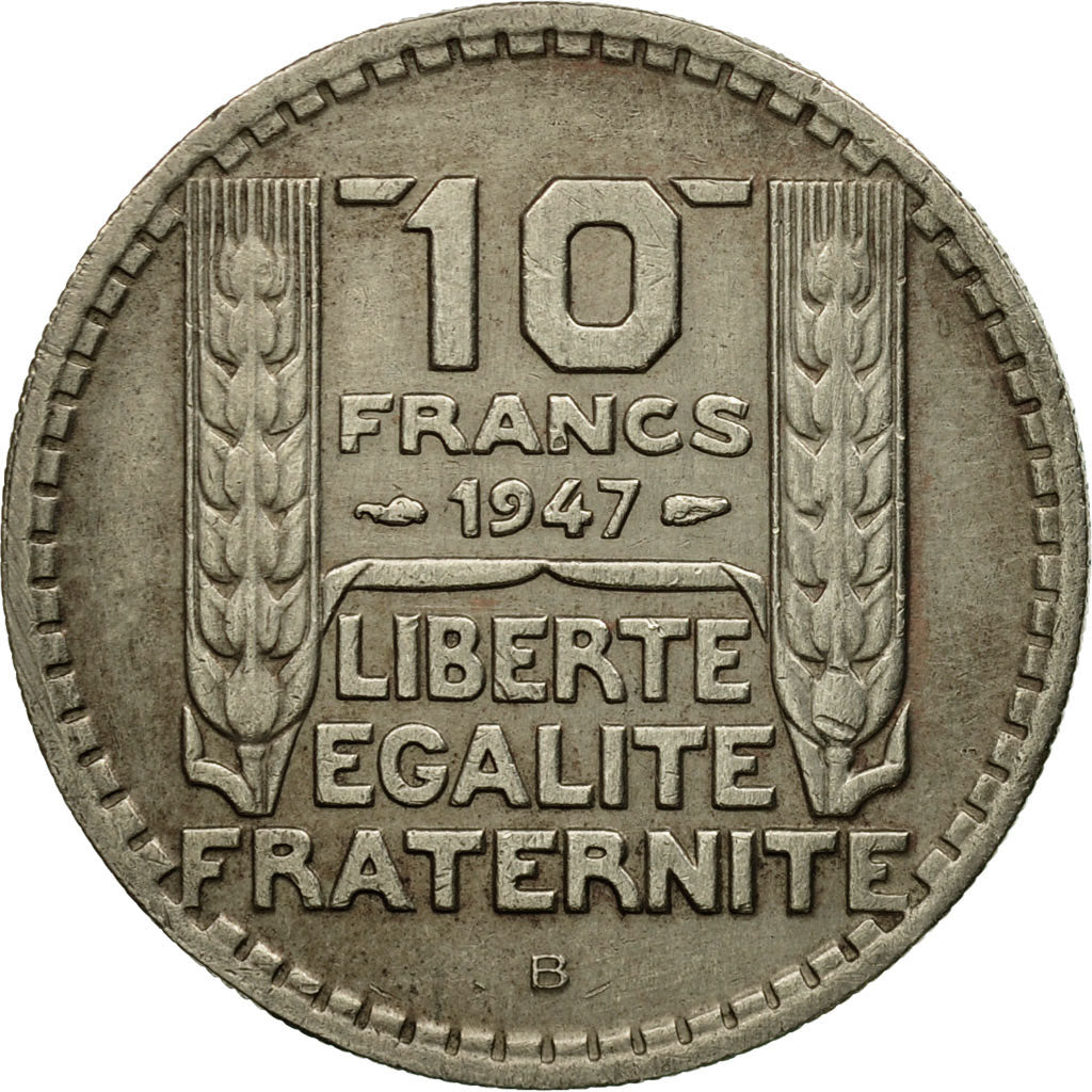 Moneta, Francja, Turin, 10 Francs, 1947, Paris, VF(30-35), Miedź-Nikiel
