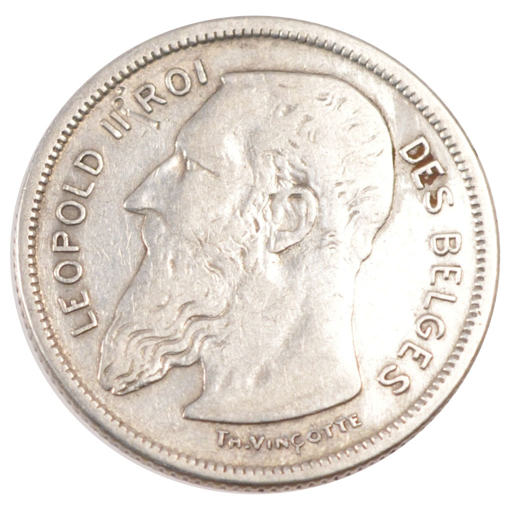 BELGIUM, 2 Francs, 2 Frank, 1904, KM #58.1, VF(30-35), Silver, 27.15, 9.89