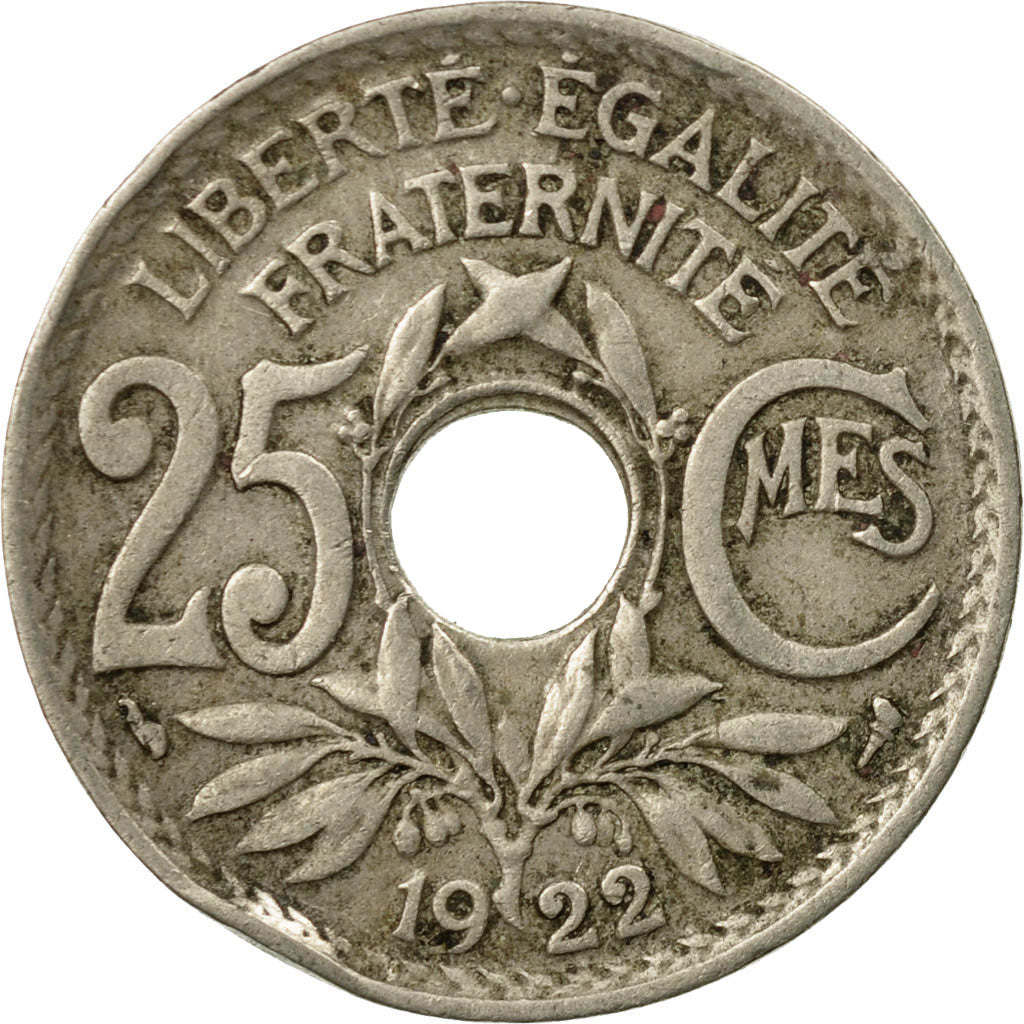 Moneta, Francia, Lindauer, 25 Centimes, 1922, MB, Rame-nichel, KM:867a