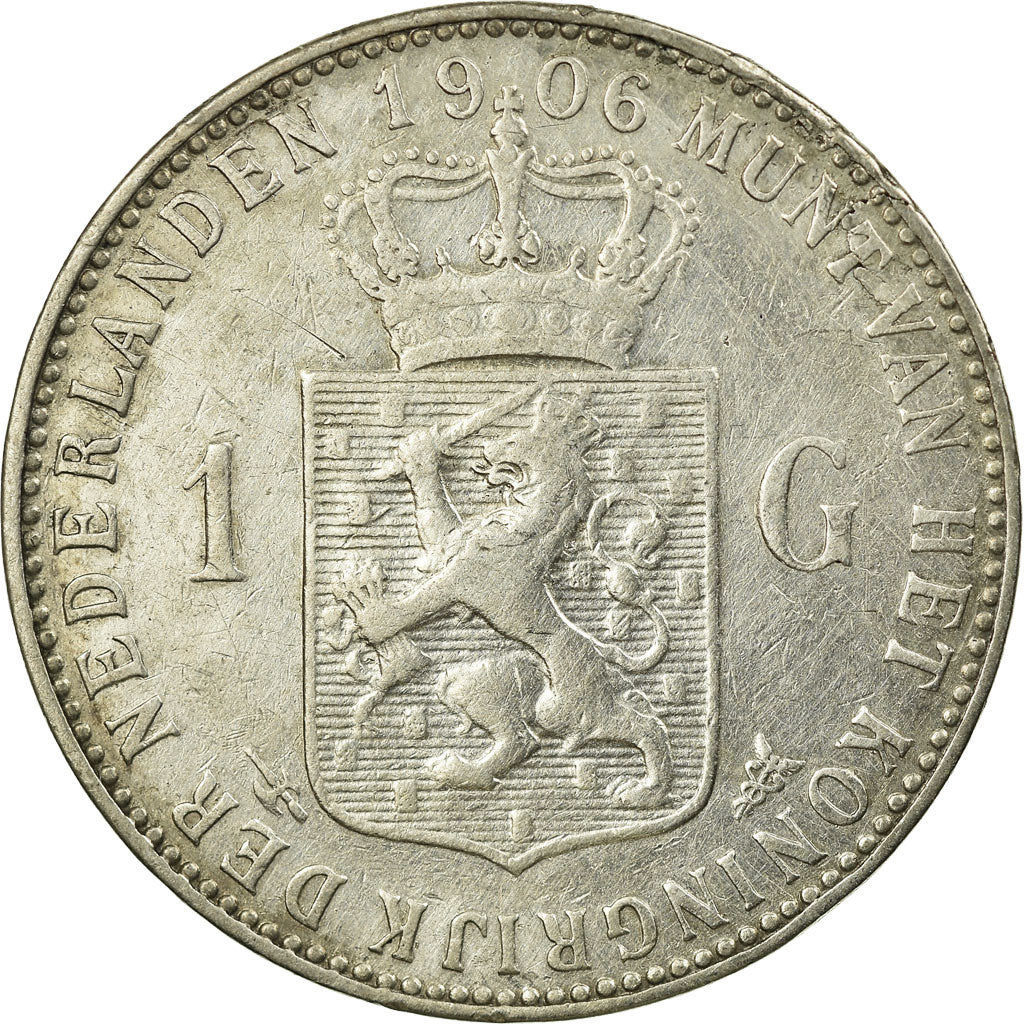 Coin, Netherlands, Wilhelmina I, Gulden, 1906, EF(40-45), Silver, KM:122.2