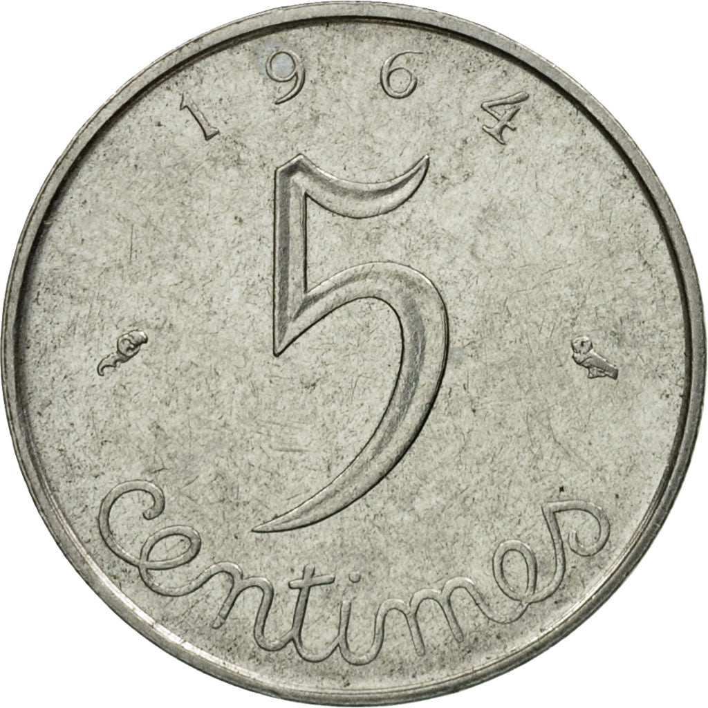 Coin, France, Épi, 5 Centimes, 1964, Paris, AU(50-53), Stainless Steel, KM:927