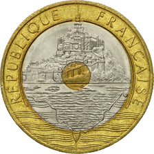 Coin, France, Mont Saint Michel, 20 Francs, 1992, EF(40-45), Tri-Metallic