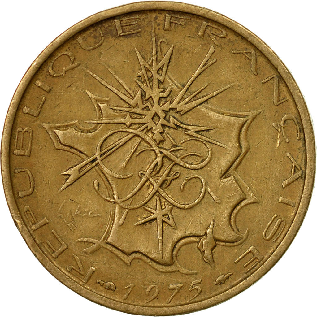 Moneta, Francja, Mathieu, 10 Francs, 1975, EF(40-45), Mosiądz niklowy, KM:940