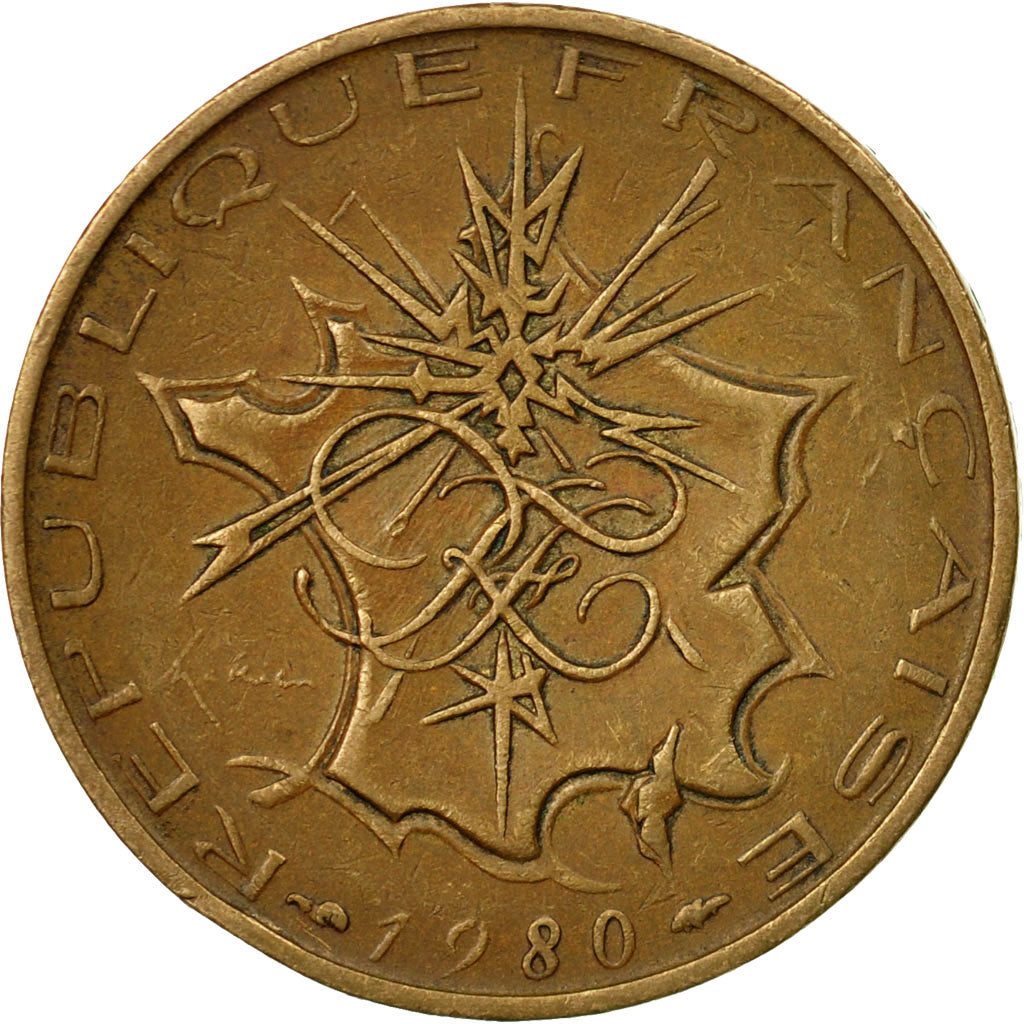 Moneta, Francja, Mathieu, 10 Francs, 1980, EF(40-45), Mosiądz niklowy, KM:940