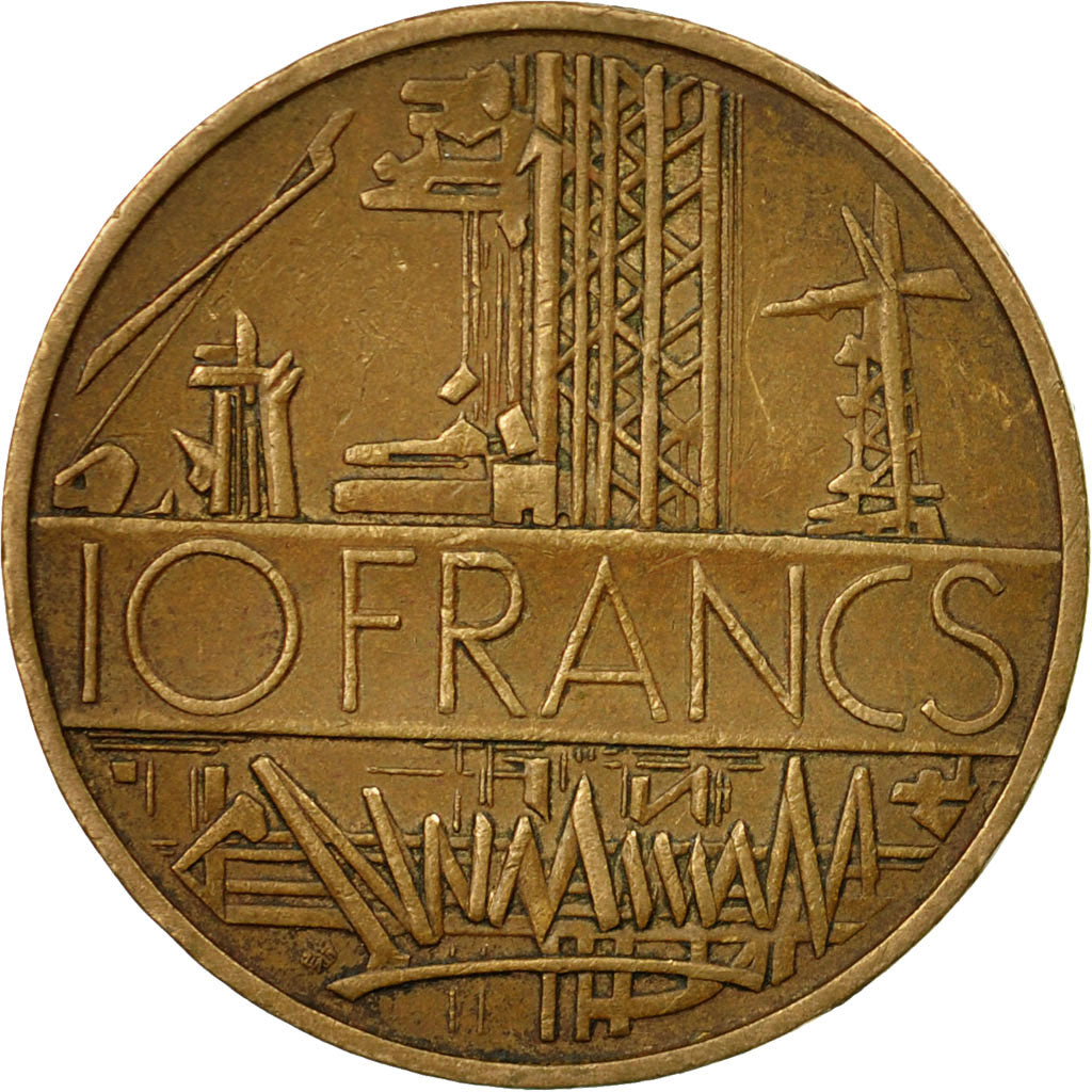 Moneta, Francja, Mathieu, 10 Francs, 1980, EF(40-45), Mosiądz niklowy, KM:940